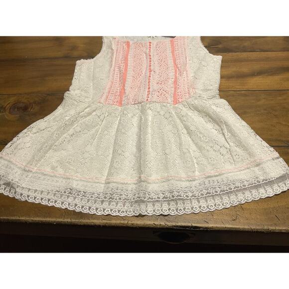 Anthropologie One September Lined Lace Embroidered Tank Top White Orange M NWT - Picture 2 of 9